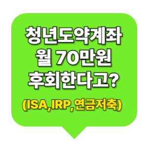청년도약계좌 월 70만원 후회한다고? (ISA,IRP,연금저축) 